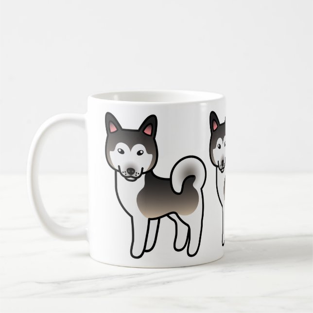 Wolf Grey Alaskan Malamute Dog Illustration Coffee Mug (Left)