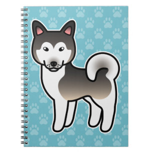 Wolf Grey Alaskan Malamute Dog Illustration Notebook
