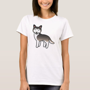 Wolf Grey Cartoon Siberian Husky Dog T-Shirt