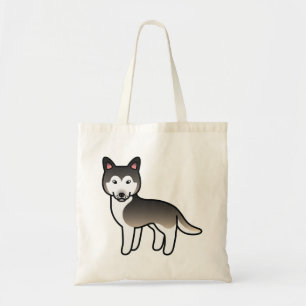 Wolf Grey Cartoon Siberian Husky Dog Tote Bag
