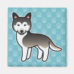 Wolf Grey Cartoon Siberian Husky Magnet