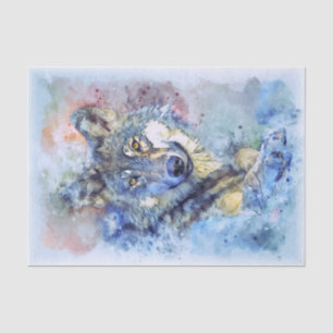 Wolf Grey Hunter Watercolor Tissue Paper