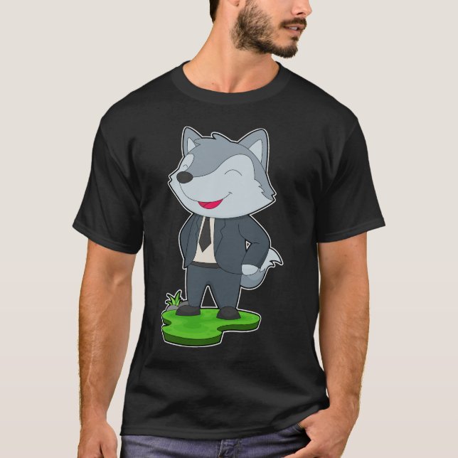 Wolf Groom Tie Wedding T-Shirt (Front)