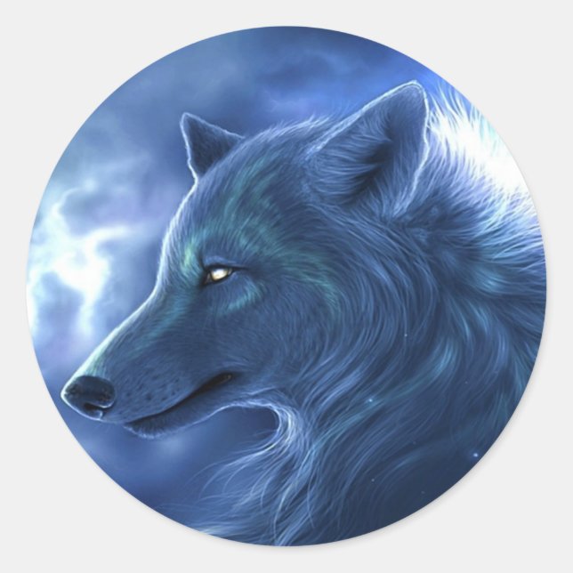 Wolf Guardian Classic Round Sticker (Front)