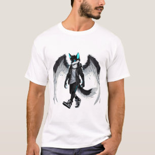 Wolf Guardian with Angel Wings - Mystical Digital  T-Shirt