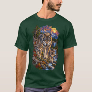 Wolf Guardians – Vintage Wolf Family Mountain T-Shirt