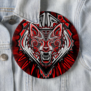 Wolf Haida Tribal Totem Design 6 Cm Round Badge