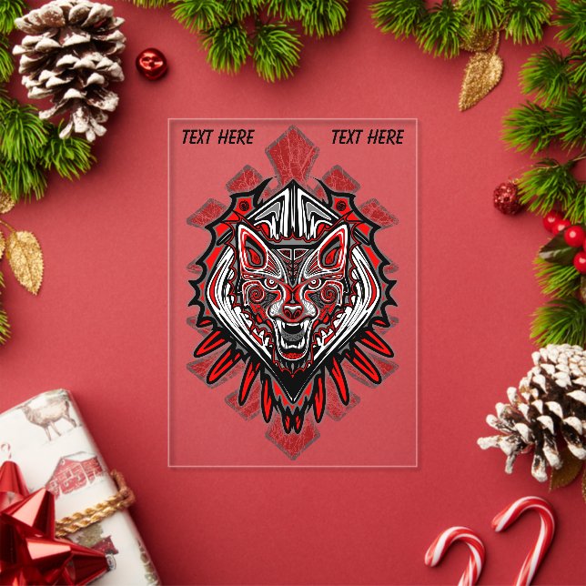 Wolf Haida Tribal Totem Design Acrylic Invitations (Insitu (Holiday))