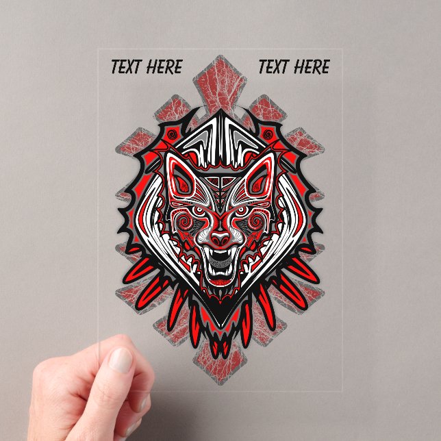Wolf Haida Tribal Totem Design Acrylic Invitations (Insitu (Handheld))