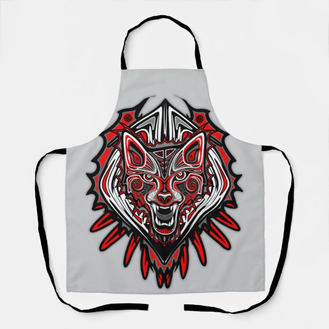 Wolf Haida Tribal Totem Design Apron (Front)