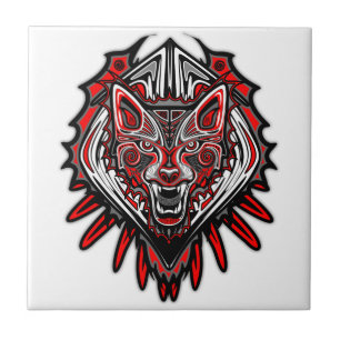 Wolf Haida Tribal Totem Design Ceramic Tile