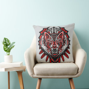 Wolf Haida Tribal Totem Design Cushion