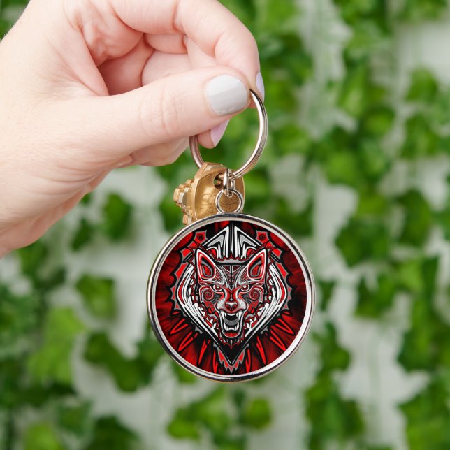Wolf Haida Tribal Totem Design Key Ring (Hand)