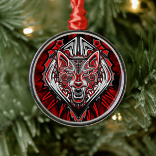 Wolf Haida Tribal Totem Design Metal Ornament