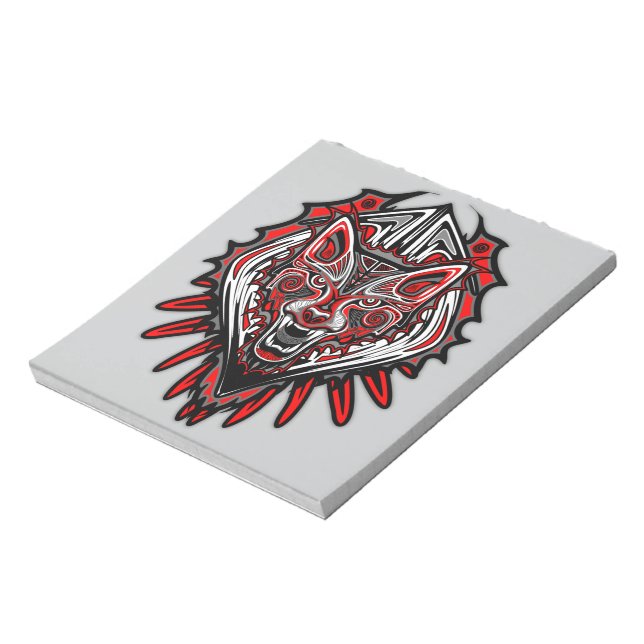 Wolf Haida Tribal Totem Design Notepad (Rotated)