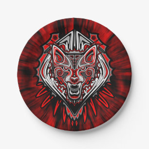 Wolf Haida Tribal Totem Design Paper Plate