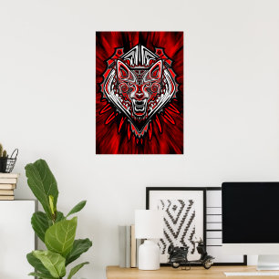 Wolf Haida Tribal Totem Design Poster