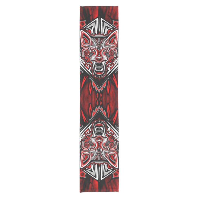 Wolf Haida Tribal Totem Design Short Table Runner (Front)
