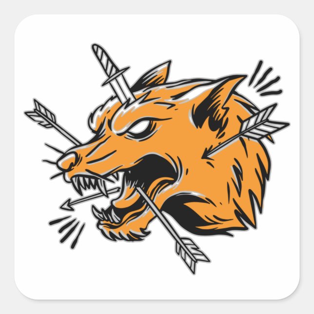 Wolf hand drawing illustration T-Shirt Trucker Hat Square Sticker (Front)