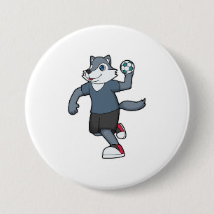 Wolf Handball player Handball 7.5 Cm Round Badge