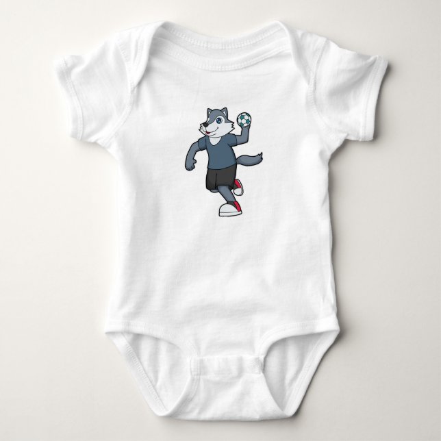 Wolf Handball player Handball Baby Bodysuit (Front)
