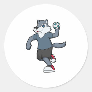 Wolf Handball player Handball Classic Round Sticker