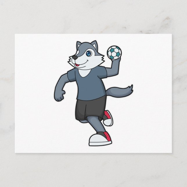 Wolf Handball player Handball Postcard (Front)