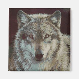 wolf handpainted magnet