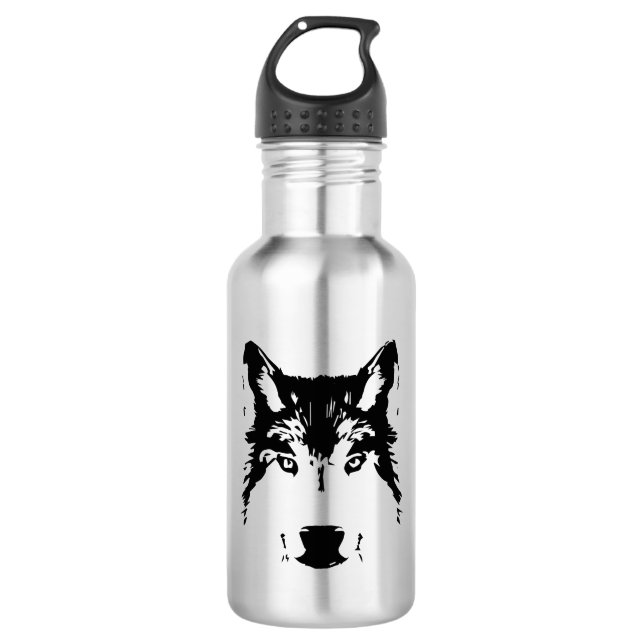 Wolf head 532 ml water bottle (Front)