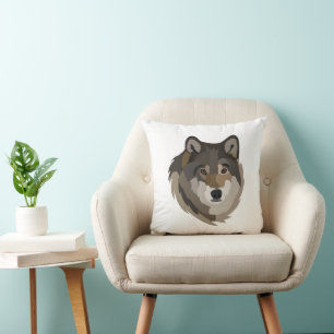 Wolf Head Animal Grey Wild Wolf Cushion