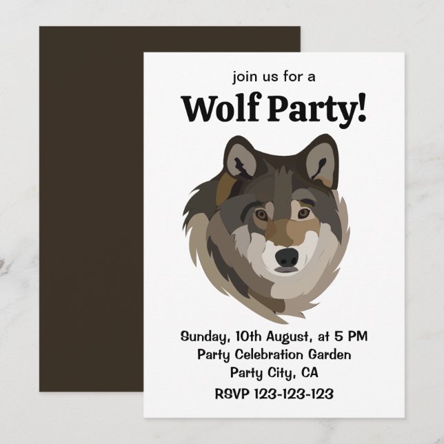 Wolf Head Animal Grey Wild Wolf Invitation (Front/Back)