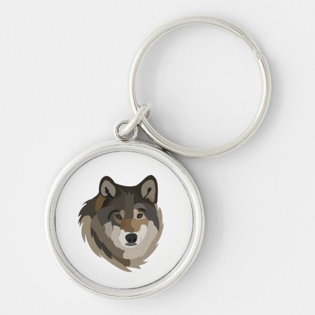 Wolf Head Animal Grey Wild Wolf Key Ring (Front)