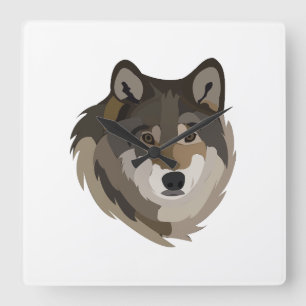 Wolf Head Animal Grey Wild Wolf Square Wall Clock