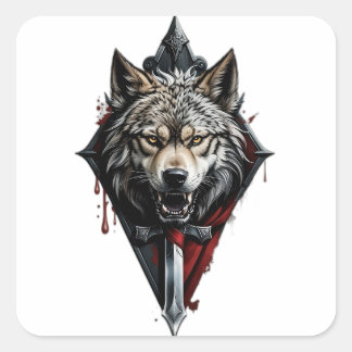Wolf head banner  square sticker