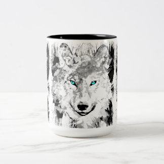Wolf Head Coffee Cup | Grey Wolf Drawing Mug