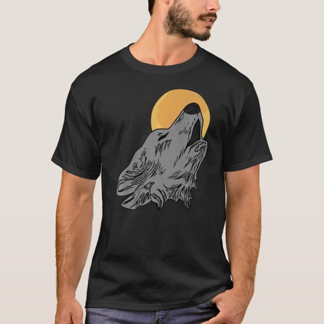 Wolf head design art predator face imprint with wi T-Shirt (Front)