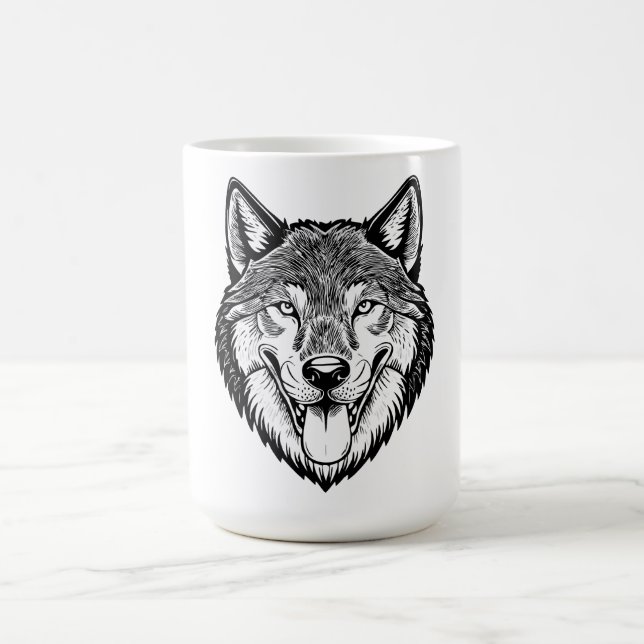 Wolf head from the front coffee mug (Center)