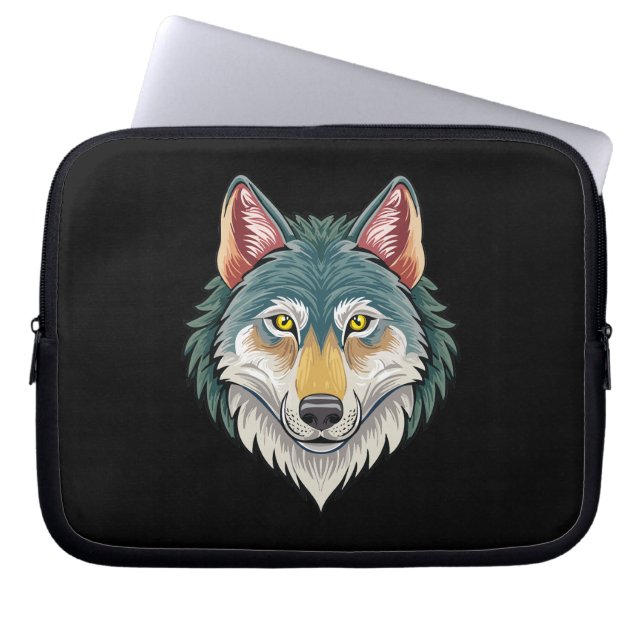 Wolf head from the front laptop sleeve (Front)
