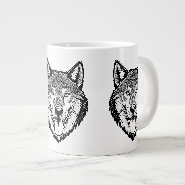 Wolf head from the front large coffee mug (Front Right)