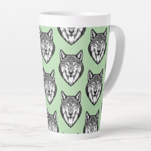 Wolf head from the front latte mug