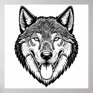 Wolf head from the front poster