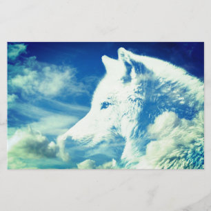 Wolf Head In Clouds Stationery