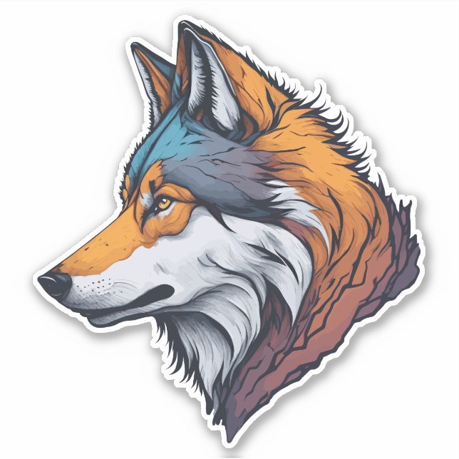 Wolf head in vibrant colours (Front)