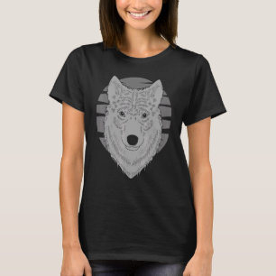 Wolf head motif predator imprint with wolf moon T-Shirt