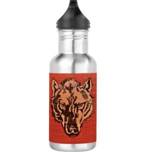Wolf Head on Red  532 Ml Water Bottle