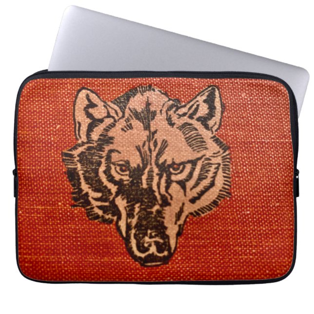 Wolf Head on Red  Electronics Bag (Front)
