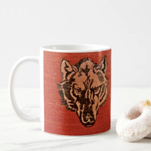 Wolf Head on Red Mug
