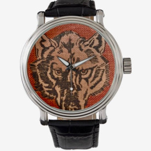 Wolf Head on Red  Watch