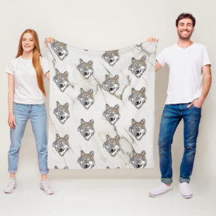 Wolf Head Pattern Fleece Blanket