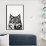 Wolf Head Portrait  Black white  Poster<br><div class="desc">This design may be personalised by choosing the Edit Design option. You may also transfer onto other items. Contact me at colorflowcreations@gmail.com or use the chat option at the top of the page if you wish to have this design on another product or need assistance with this design. See more...</div>